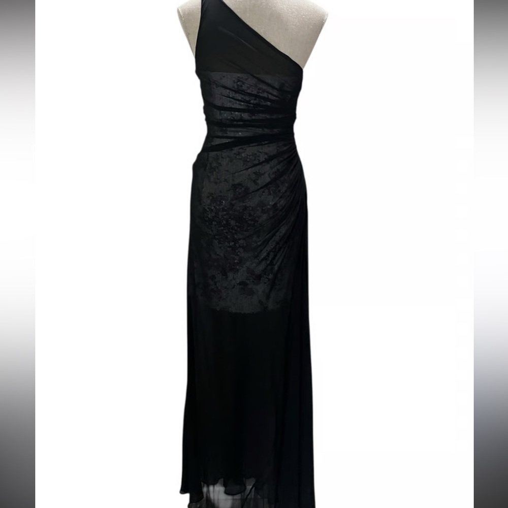 Aidan Mattox Designer Black One-Shoulder Gown, Size 8